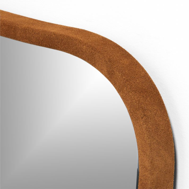 Briars Brown Suede Border Mantel Mirror by Jake Arnold 41'