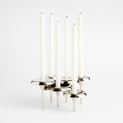 Aura Short Nickel Cast Brass Candelabra by Daniel Humm