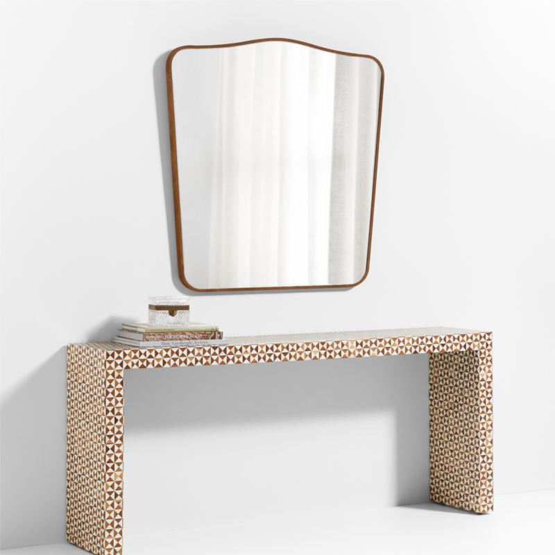Briars Brown Suede Border Mantel Mirror by Jake Arnold 41'