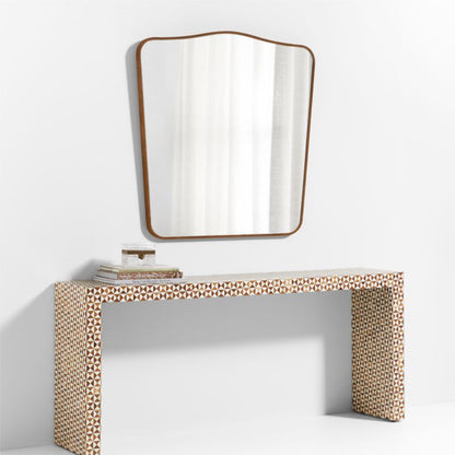 Briars Brown Suede Border Mantel Mirror by Jake Arnold 41'
