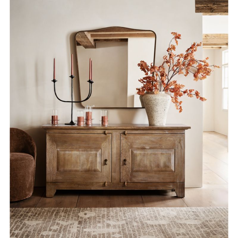 Briars Brown Suede Border Mantel Mirror by Jake Arnold 41'