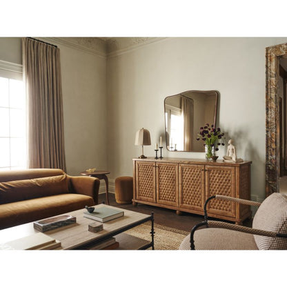 Briars Brown Suede Border Mantel Mirror by Jake Arnold 41'