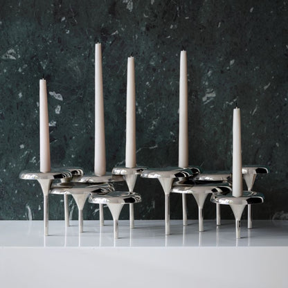 Aura Short Nickel Cast Brass Candelabra by Daniel Humm
