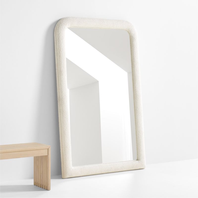 Harris White Boucle Rectangle Floor Mirror 46'x73'