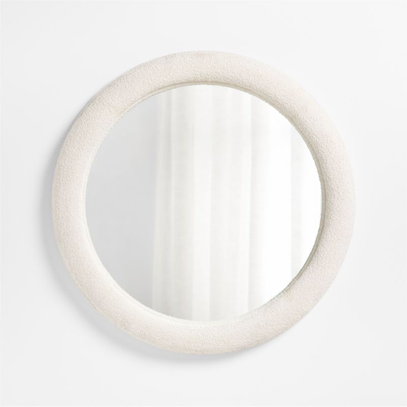 Harris White Boucle Round Wall Mirror 45'