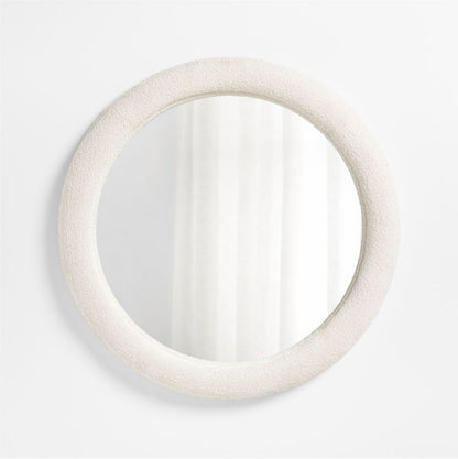 Harris White Boucle Round Wall Mirror 45'