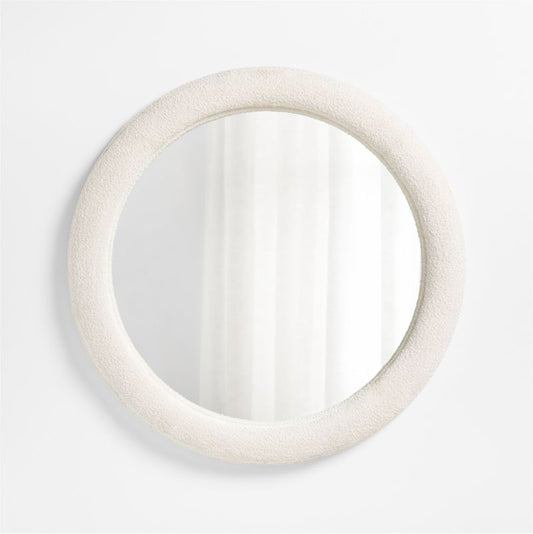 Harris White Boucle Round Wall Mirror 45'