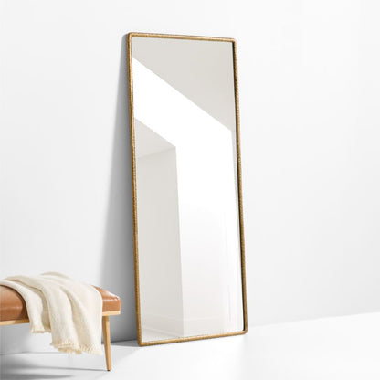 Mirabella Brass Metal Rectangle Floor Mirror 32'x76'