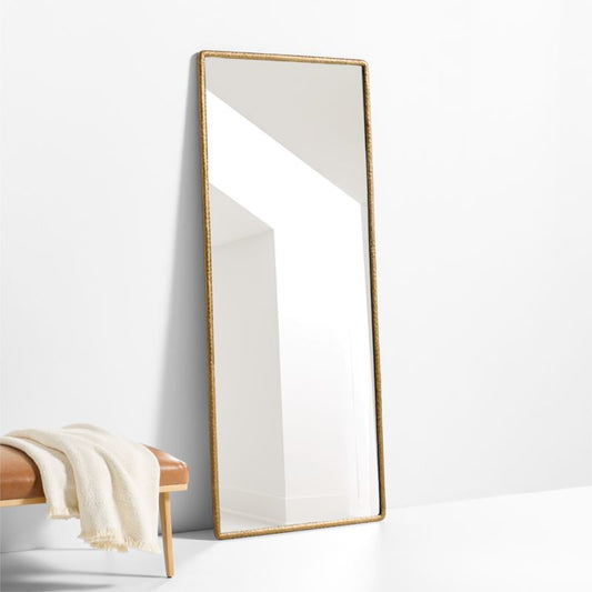 Mirabella Brass Metal Rectangle Floor Mirror 32'x76'