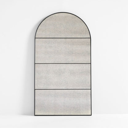 Navara Black Antiqued Arched Floor Mirror 44'x80'