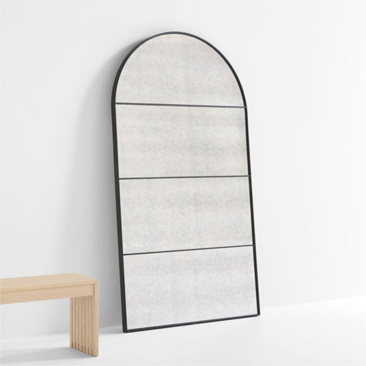 Navara Black Antiqued Arched Floor Mirror 44'x80'