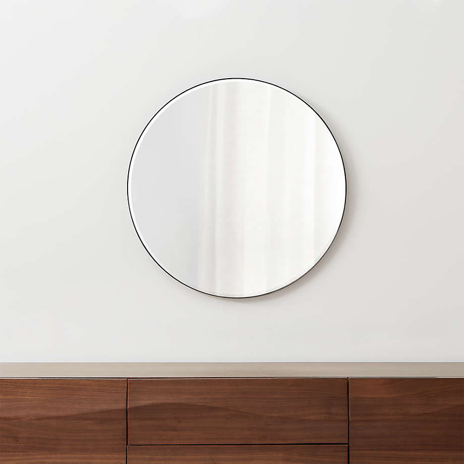 Edge Black Round 30' Wall Mirror